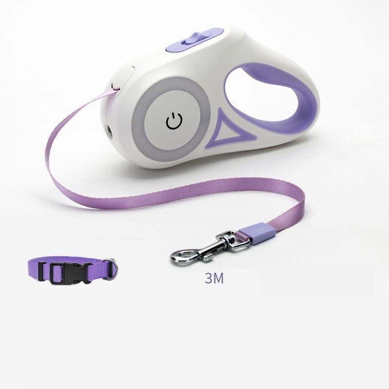Retractable Dog Leash with LED Light & Collar – Automatic Pet Traction Rope for Small & Medium Dogs, Cats