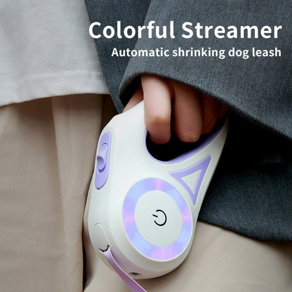Retractable Dog Leash with LED Light & Collar – Automatic Pet Traction Rope for Small & Medium Dogs, Cats