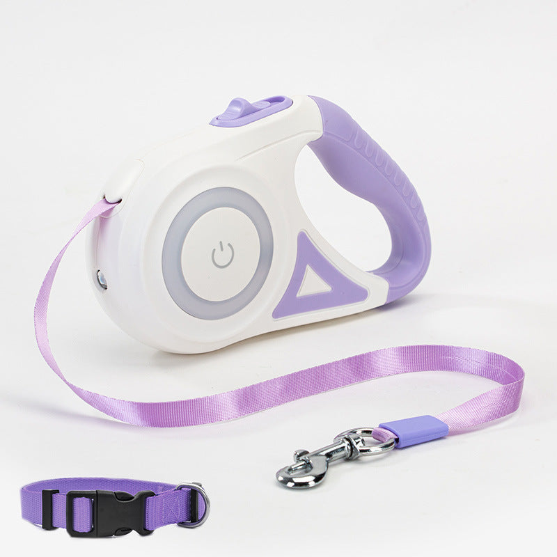 Retractable Dog Leash with LED Light & Collar – Automatic Pet Traction Rope for Small & Medium Dogs, Cats