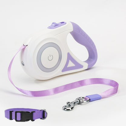 Retractable Dog Leash with LED Light & Collar – Automatic Pet Traction Rope for Small & Medium Dogs, Cats