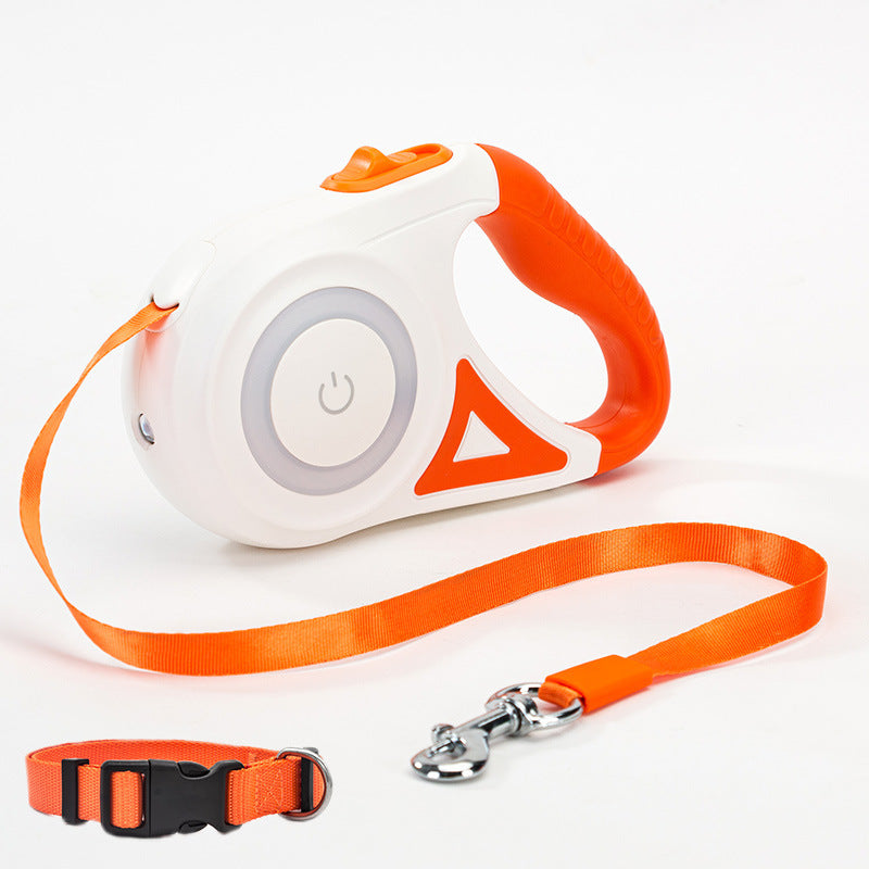 Retractable Dog Leash with LED Light & Collar – Automatic Pet Traction Rope for Small & Medium Dogs, Cats